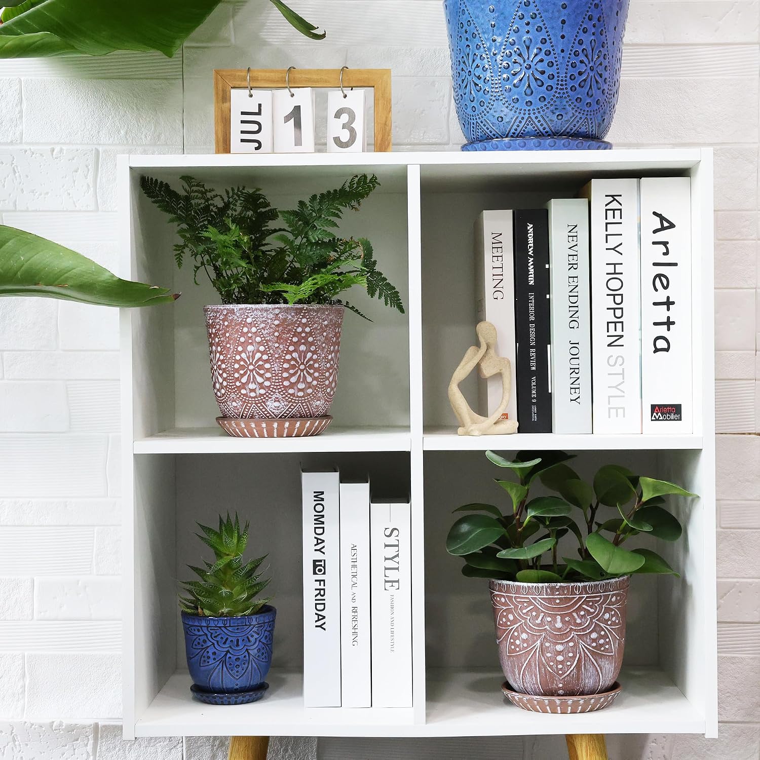 Gepege Ceramic Plant Pots, 6 Inch Indoor Planters with Drainage & Saucers | Ceramic pots for plants with drainage