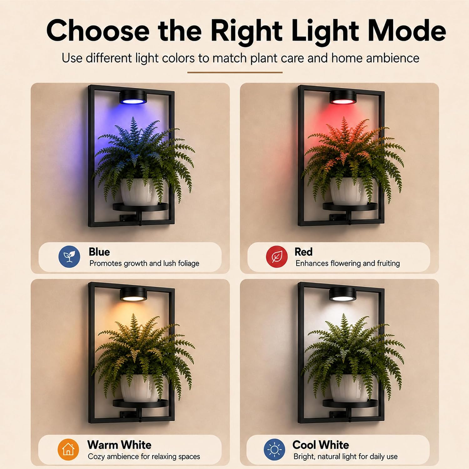2 Pack Plant Wall Shelf with Grow Light, Wall Mounted Indoor Plant Shelf | Rechargeable Cordless Magnetic Grow Light