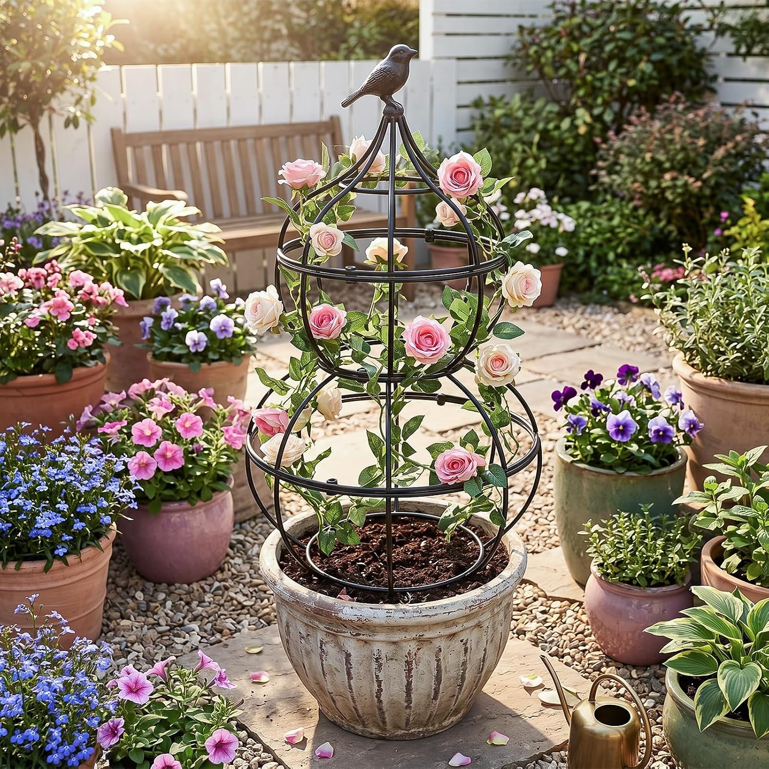 aboxoo Sturdy 23"x12" Metal Obelisk Trellis,Plant Support Indoor Outdoor | Support for climbing plants, topiaries &