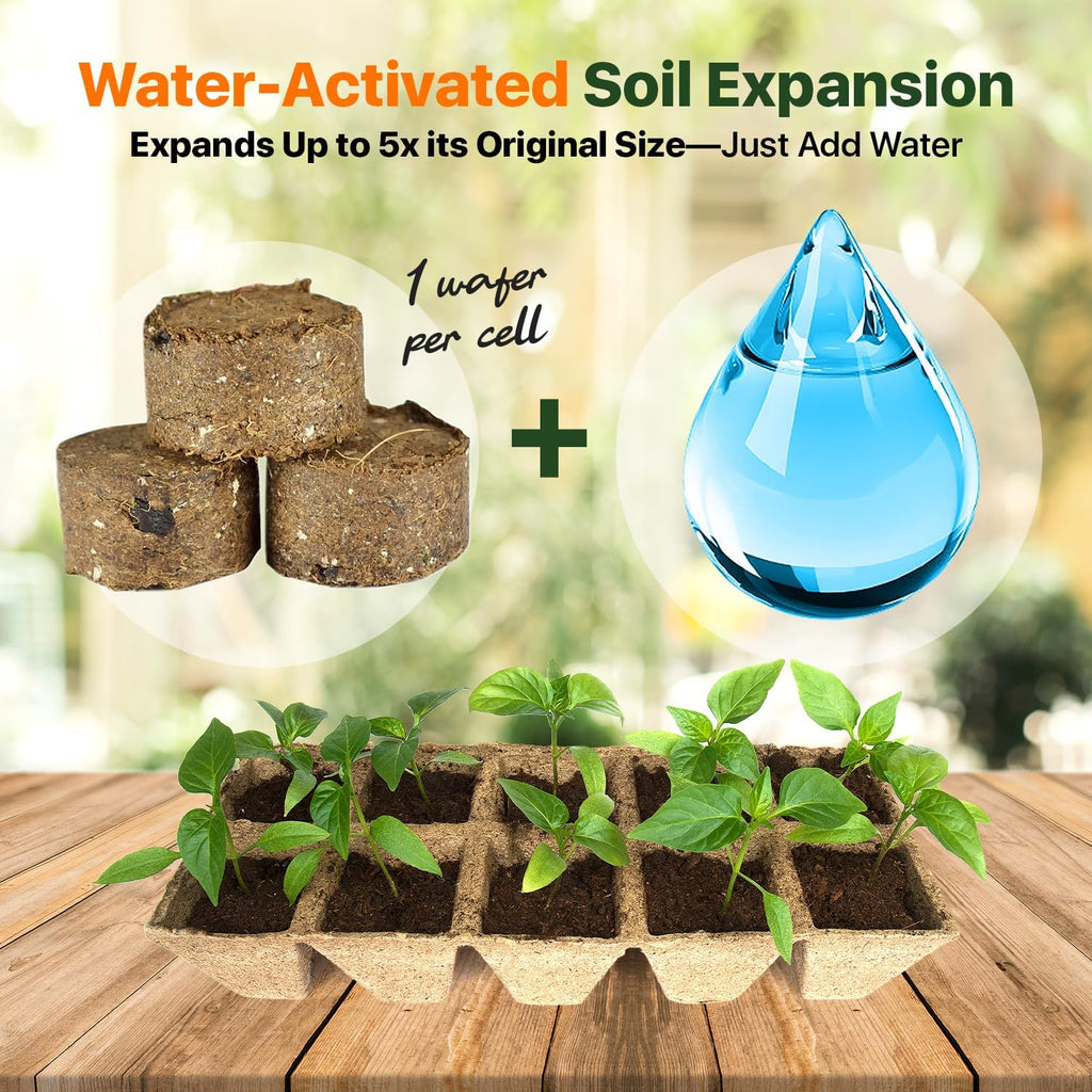 100 Organic Seed Starter Pellets | Ready to Plant Seed Starting Soil Loaded with Pre-Mixed Nutrients | Fast Germination