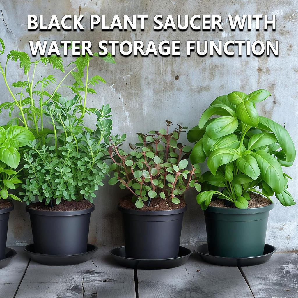 9 Pack Black Plant Pot Saucers, 8 10 12 Inch Heavy Duty PP Trays | Plant Watering Trays for Indoor & Outdoor Flower Pots