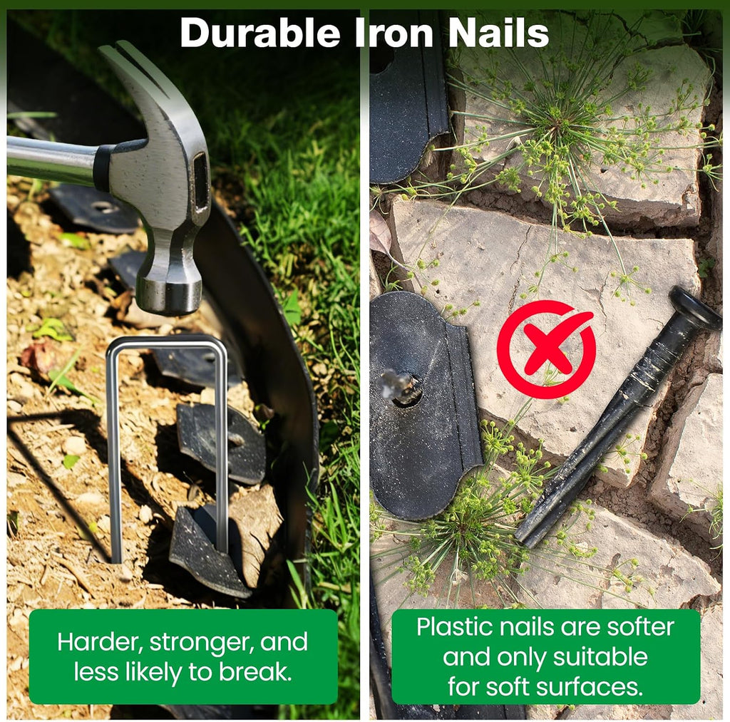150FT Landscape Edging Kit with 230 Stainless Steel Stakes | 3 x 50FT 1.5" Flexible Rolls | Easy Install | Professional