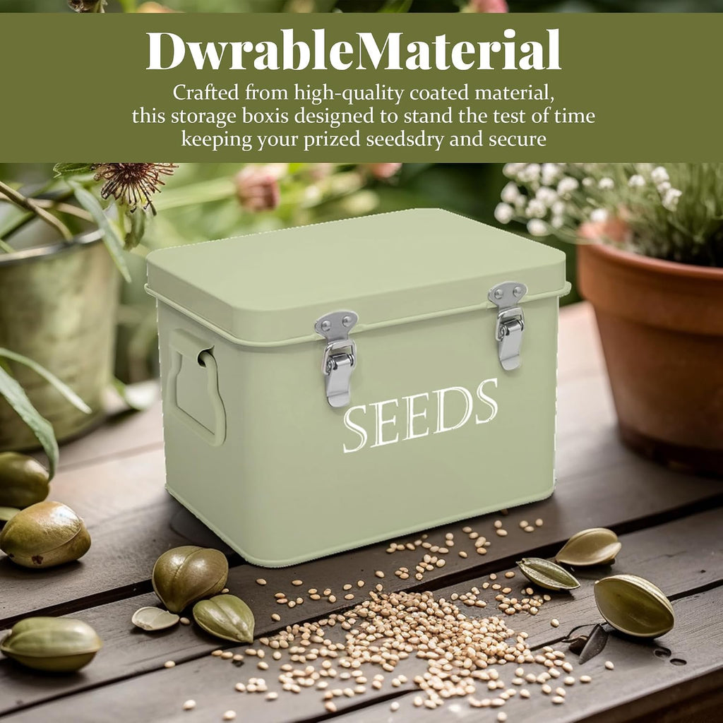 Ecopark Seed Storage Box, Professional All-in-one Kit | with 2 Pens, 20 Plant Labels and 50 Seed Envelopes, Metal