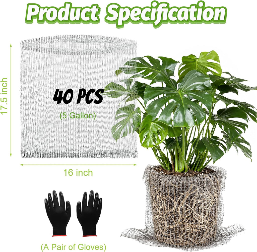 40 Pcs Gopher Baskets, 5 Gallon Root Guard Gopher Proof Baskets for Plants | 16"x17.5" Stainless Wire Steel Baskets