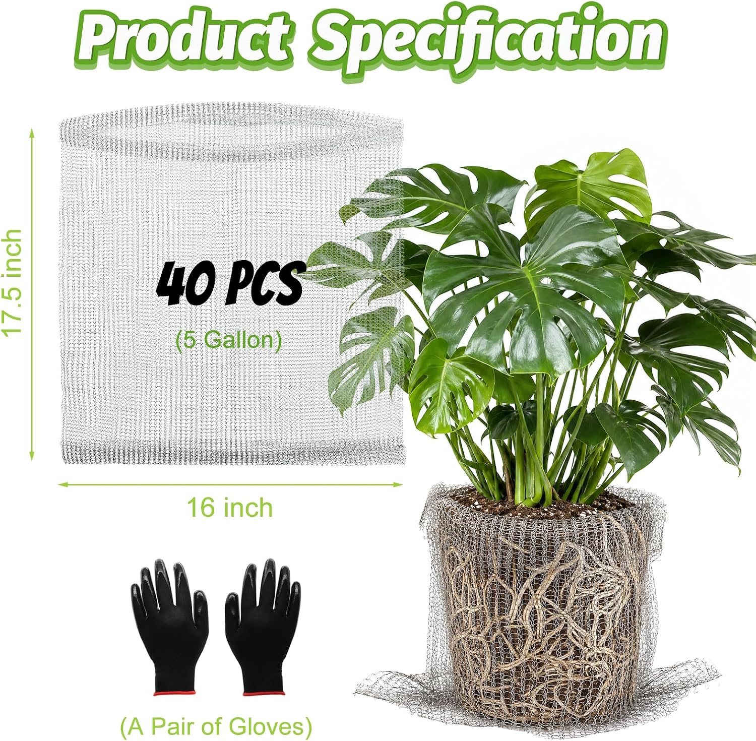 40 Pcs Gopher Baskets, 5 Gallon Root Guard Gopher Proof Baskets for Plants | 16"x17.5" Stainless Wire Steel Baskets
