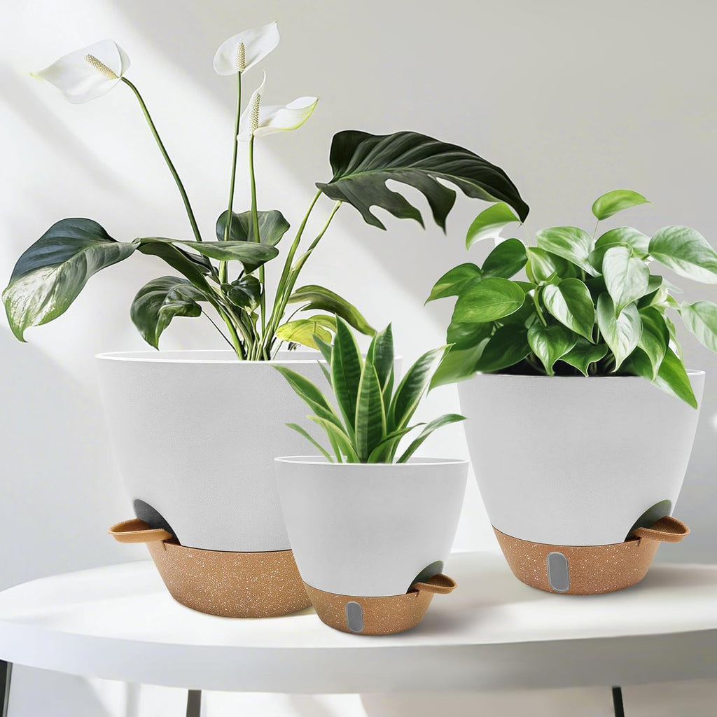 12/10/9/8 inch Self Watering Pots with Visual Water Window, Extra Large Self Watering Plant Pot with Drainage Holes and