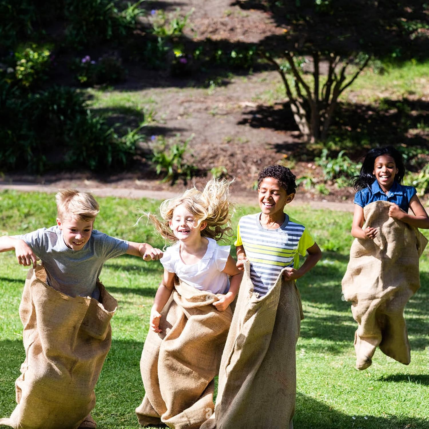 8 Pack Burlap Potato Sack Race Bags, 24"x40" Outdoor Lawn Games for Kids & Adults, Outside Yard Games for Birthday