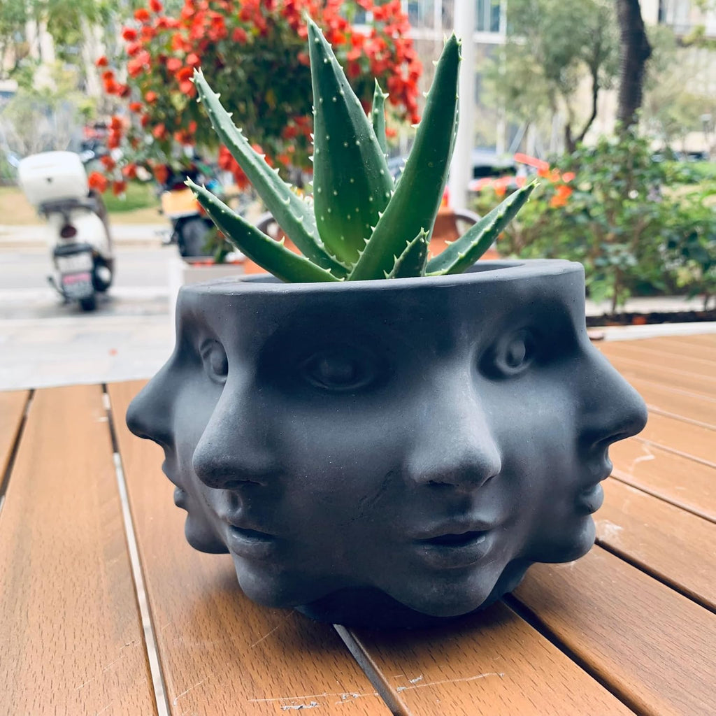 Silicone Head Face Planter Mold, Multi-Face, 8 inch Flower Pot Mold | Indoor/Outdoor, Multi-Face Shaped, Succulent