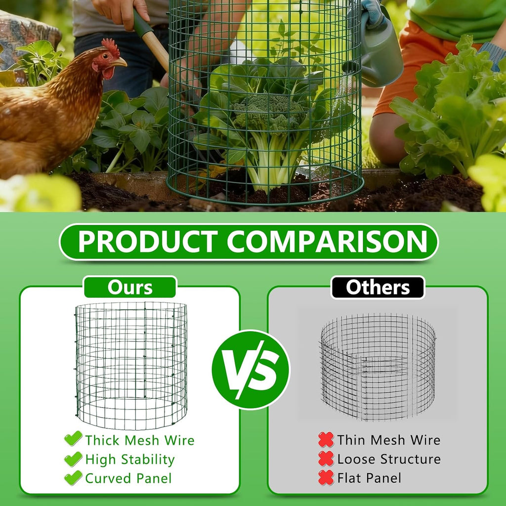 6 Pack 12x16 Inch Plant Protector Cages, Metal Garden Cages for Animals | Plant Protection with Stakes & Zip Ties