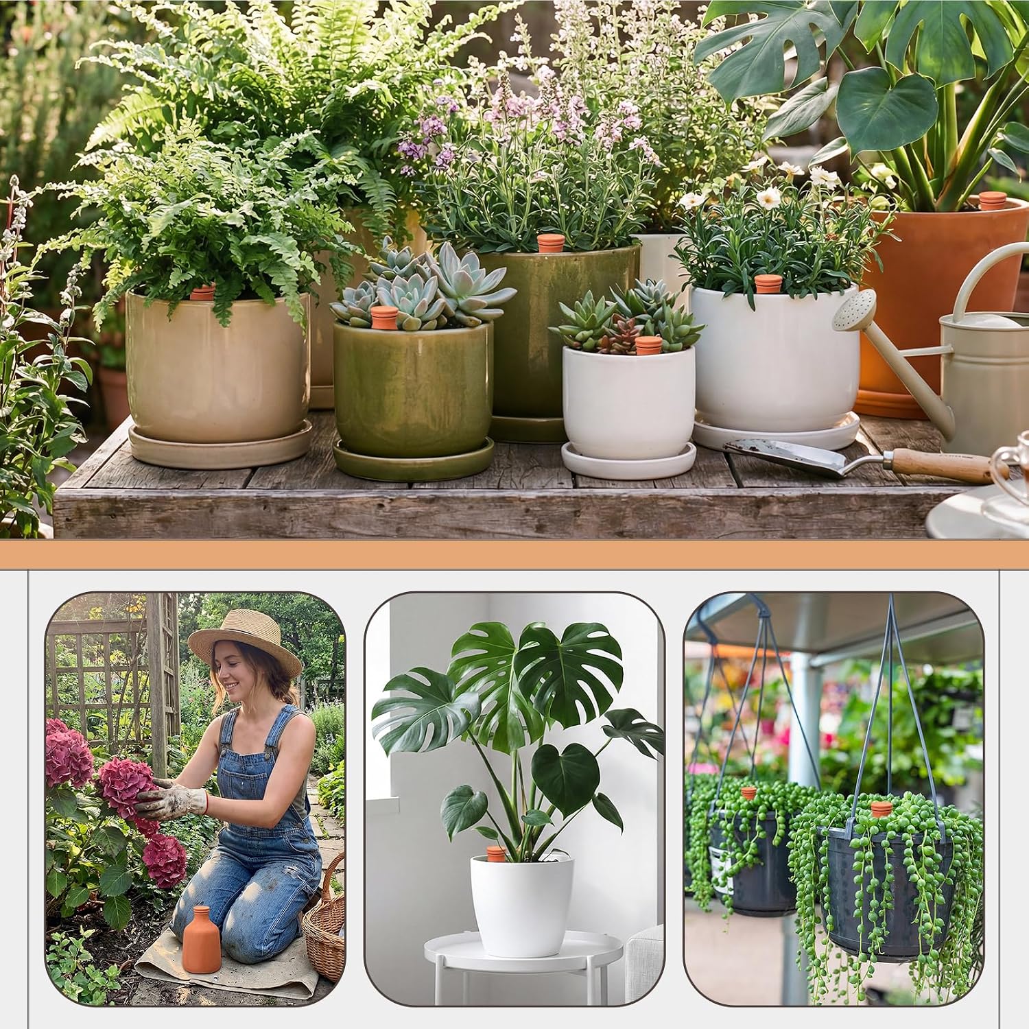 DoubleFill 1 Pcs 50 oz Ollas Terracotta Watering Pots Self Watering Planter Insert Terracotta Globes Clay for Outdoor