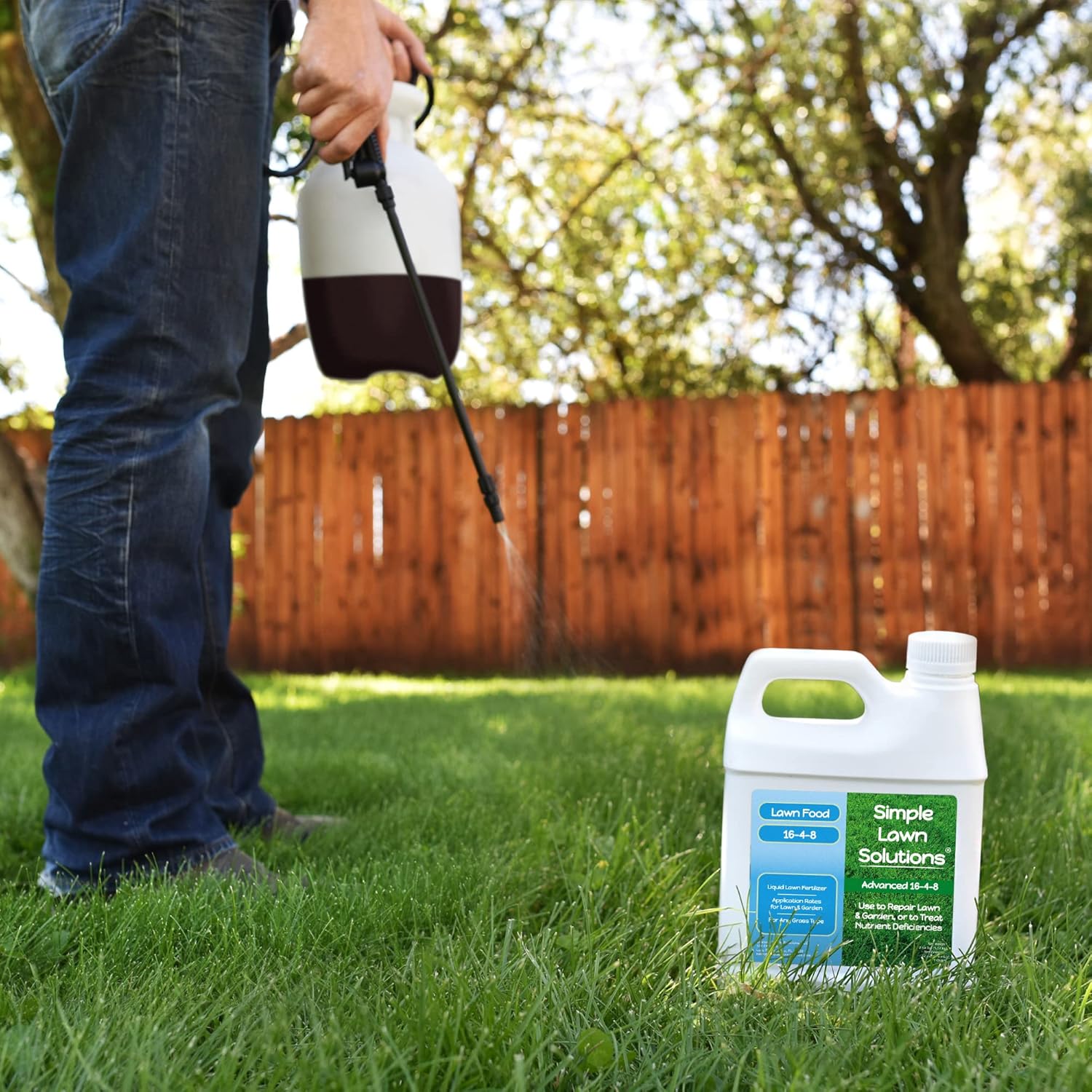 Advanced 16-4-8 Lawn Fertilizer - Liquid Lawn Food Spring & Summer Concentrated Spray - Any Grass Type- Fish and