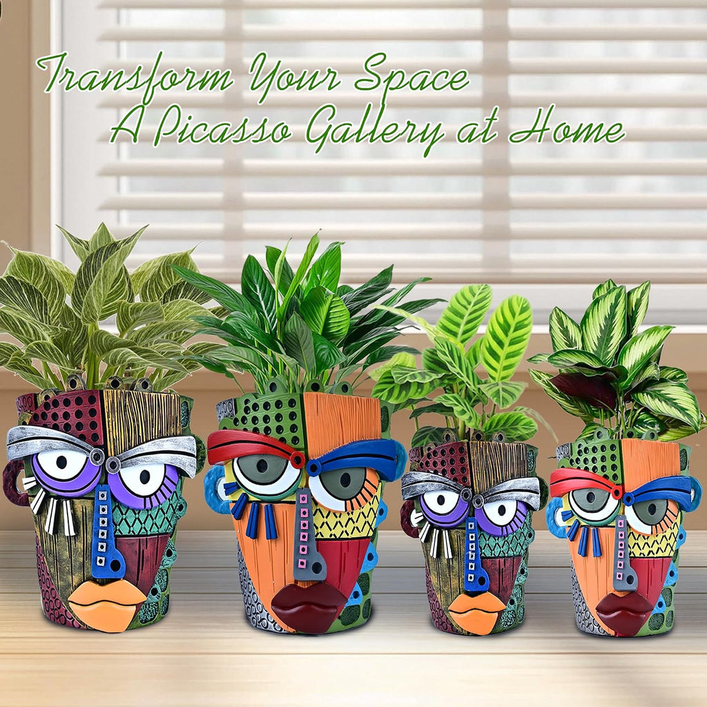 Midogaigai Abstract Face Planter Pots for Indoor Plants & Flowers Deco Gift | Funny Planter,Colorful Resin Flower Pots