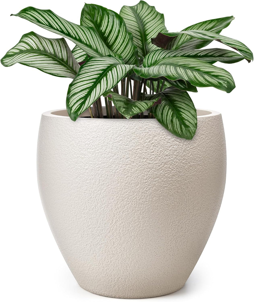 14.5 Inch Large Plastic Flower Pot with Drainage for Plants | Heavy-duty floor planter with a removable rubber plug