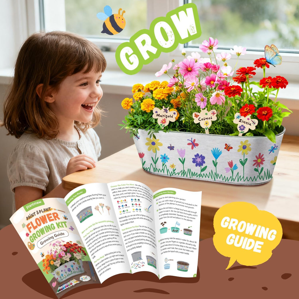 PLANTMEW Paint & Plant Flower Growing Kit for Kids - Fun Kids Gardening Set - Unique Birthday, Crafts & Arts, Gardening