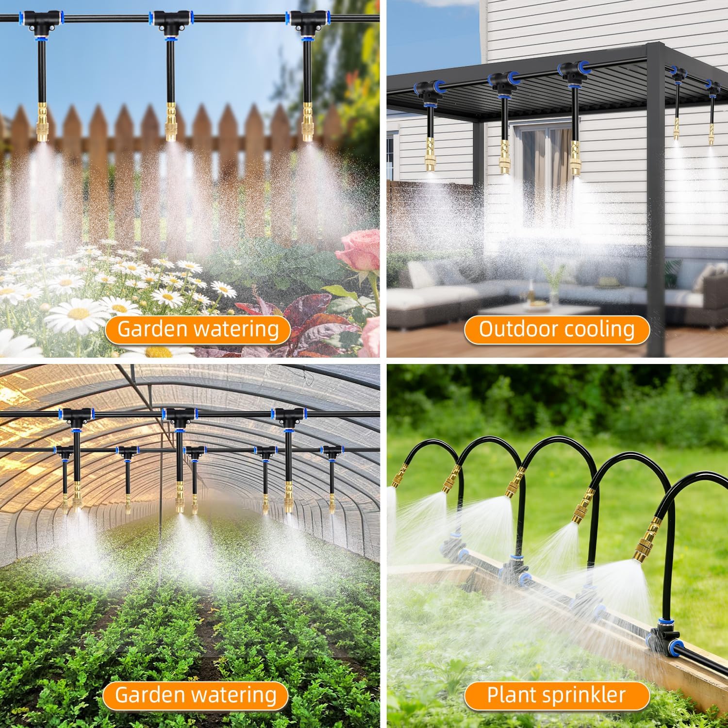 200FT Drip Irrigation System, 2026 Upgrade Garden Watering Kit with 32pcs 360° Adjustable Copper Nozzles, High-Flow DIY