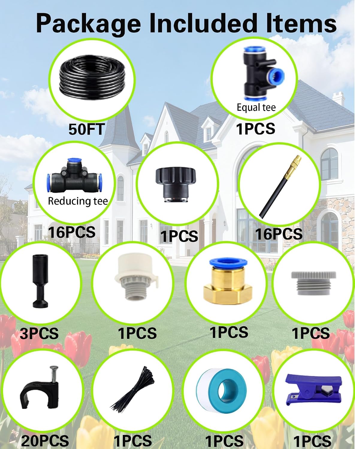 360° Adjustable Drip Irrigation System – Garden Watering Sprinkler System | 12mm Large-Diameter Tubing, Automatic