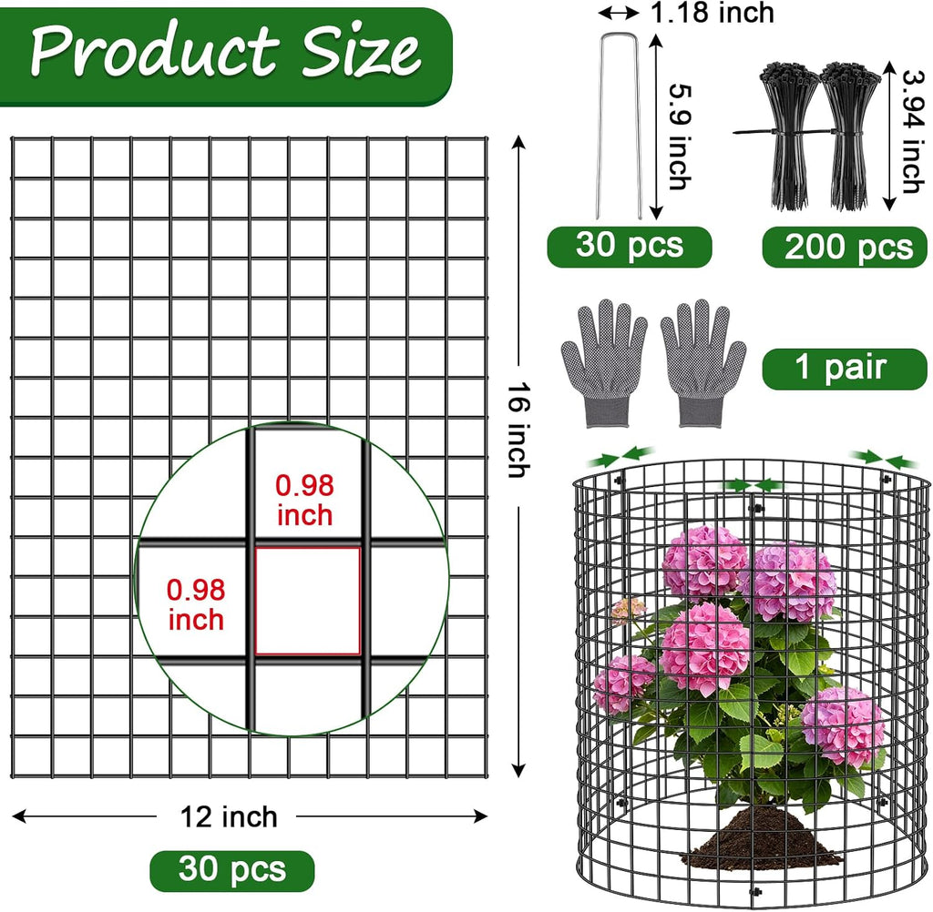30 Pcs Plant Protectors from Animals, 16x12 Inch Large Metal Plant Cages Chicken Wire Cloche with Zip Ties and Stakes