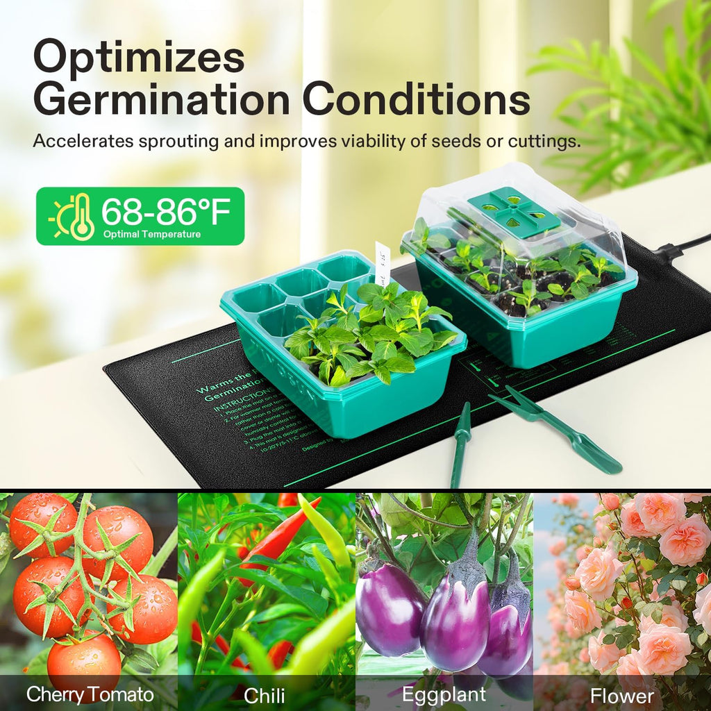VIVOSUN 10"x 20.75" Seedling Heat Mat and Digital Thermostat Combo Set | UL & MET-Certified Warm Hydroponic Heating Pad
