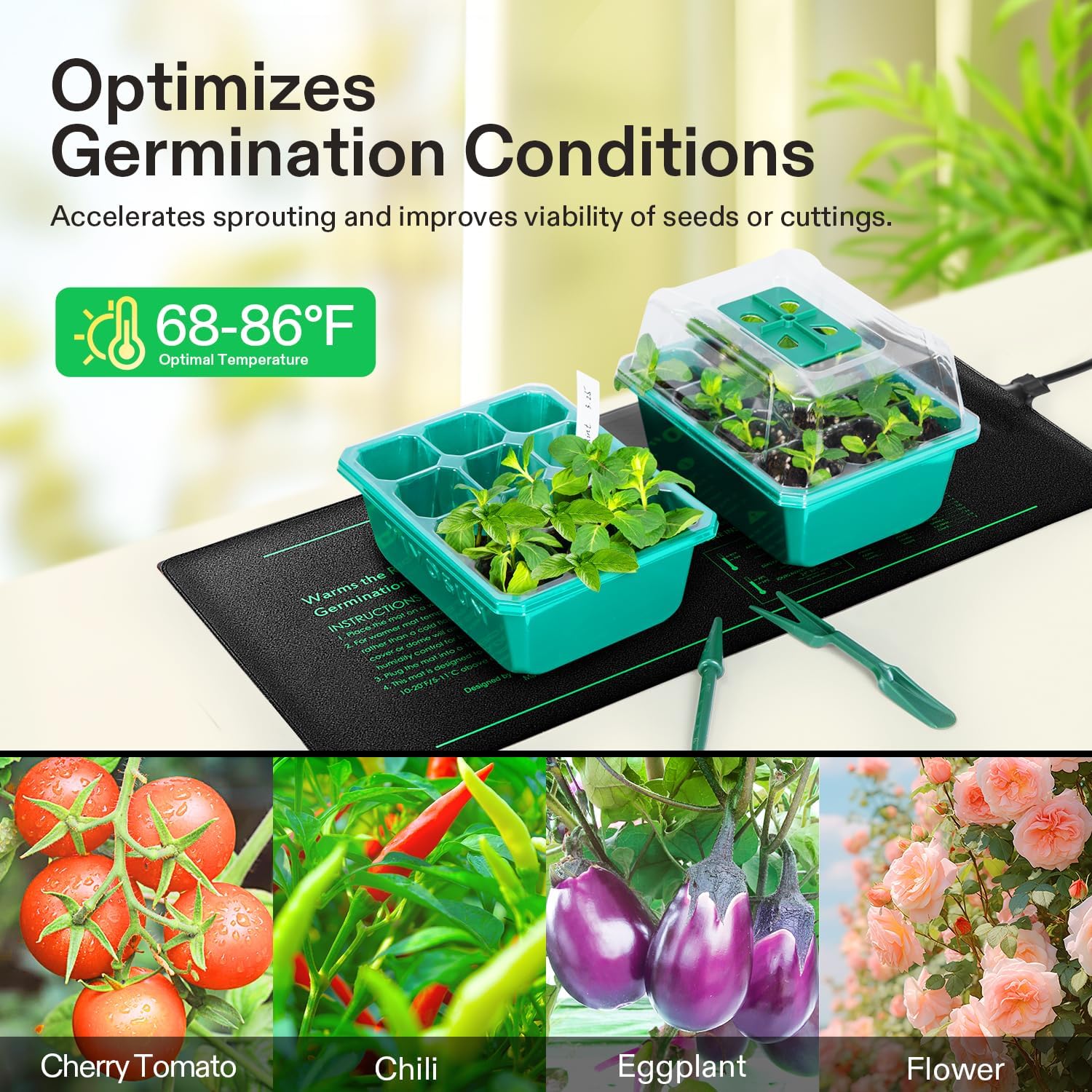 VIVOSUN 10"x 20.75" Seedling Heat Mat and Digital Thermostat Combo Set | UL & MET-Certified Warm Hydroponic Heating Pad