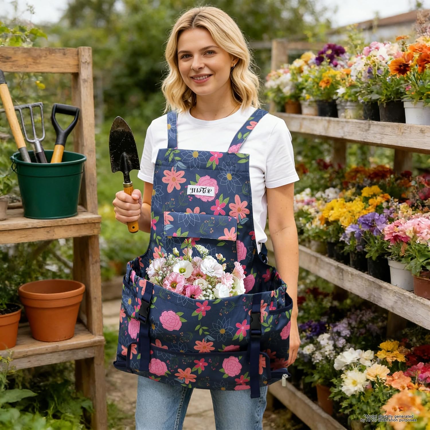 Garden Harvest Apron for Women, Fruit Picking Apron with Quick Release Bottom