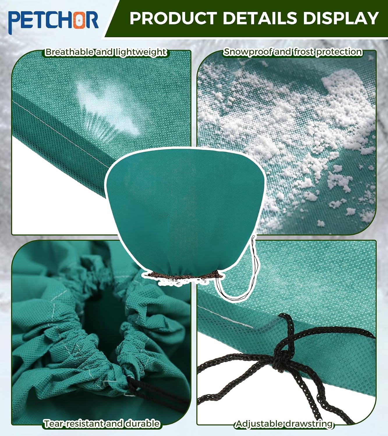4PCS Winter Plant Covers Freeze Protection for Outdoor Plant 39x39″ | Frost Blankets Cloths with Drawstrings, Shrubs