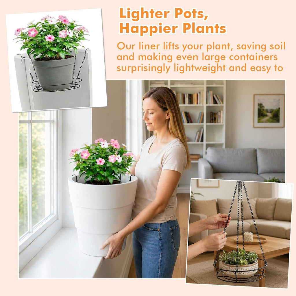 PeoMev 3pc Adjustable Planter Insert 12-18" Plant Risers for Inside Pots | Stainless Steel Lift Kit Planter Insert with
