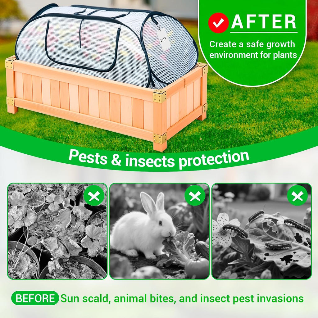 Garden Covers for Raised Beds, Pop Up Raised Garden Bed Cover, Garden Row Plants Cover Accelerator, Greenhouse Cover