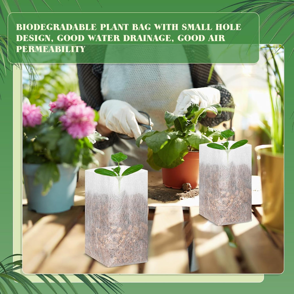1000 Pcs Seed Non Woven Plants Nursery Bags 5.9 x 6.3 Inch Fabric Seedling Pots Grow Bags Plants Pouch for Vegetables