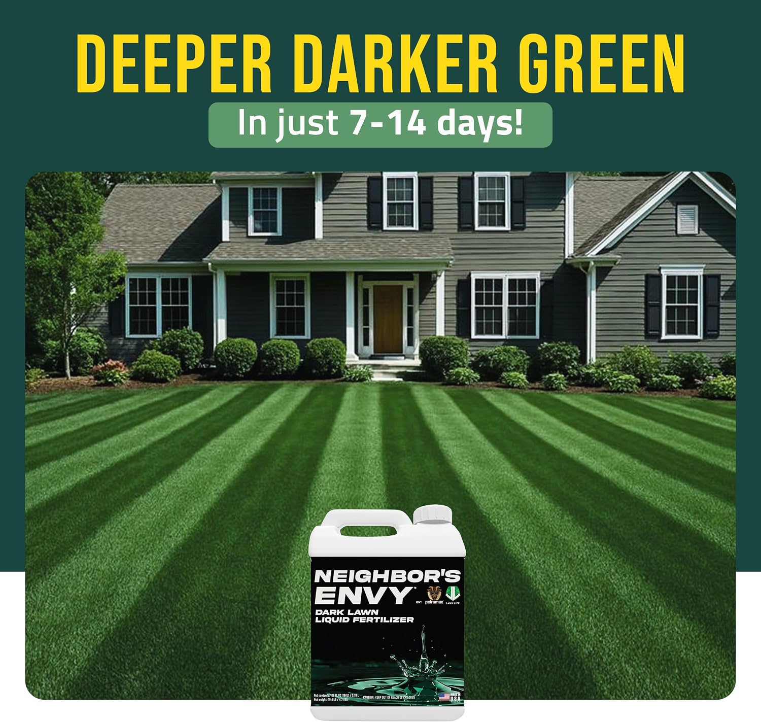 PetraMax Neighbor’s Envy Grass Fertilizer for Lawn & Garden, 1 Gallon Covers up to 16,000 sq.ft. 7-in-1 Liquid Lawn