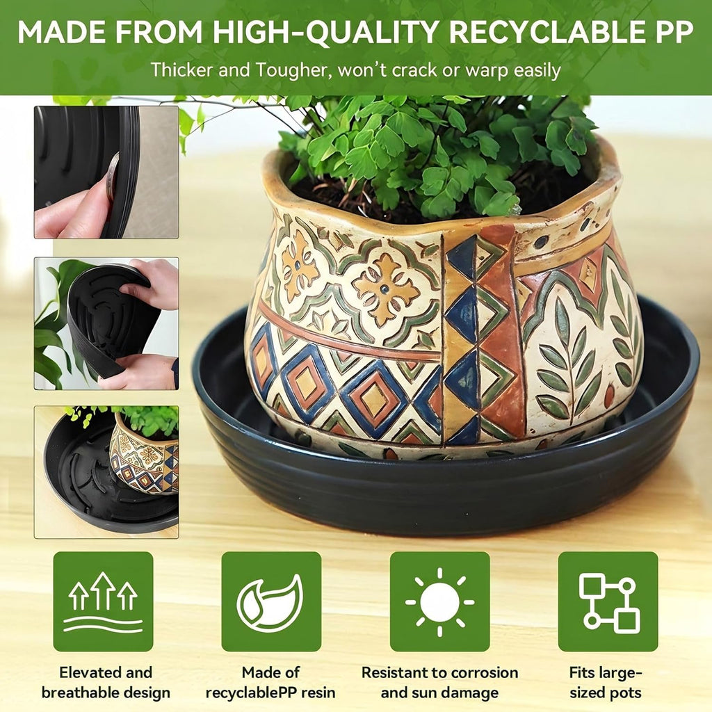 10Pack Plant Saucer 9 inch, Heavy Duty Flower Pot Saucers, Plant Pot Saucers Bulk, 1.5'' Deeper Plant Trays for Pots