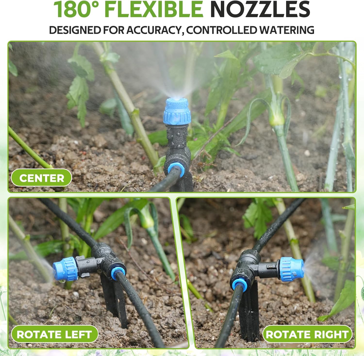 HIRALIY 59FT Drip Irrigation Kit with Water Timer, Quick-Connect | Garden Watering System with 15 Adjustable Misting
