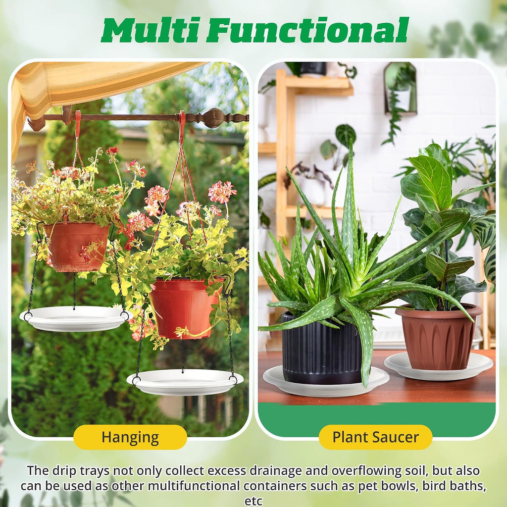 Hanging Planter for Plant, 12" Plant Saucer with Chain(5 Pcs,White) | Adjustable Plants Hanger Shelf Decorative Hanging