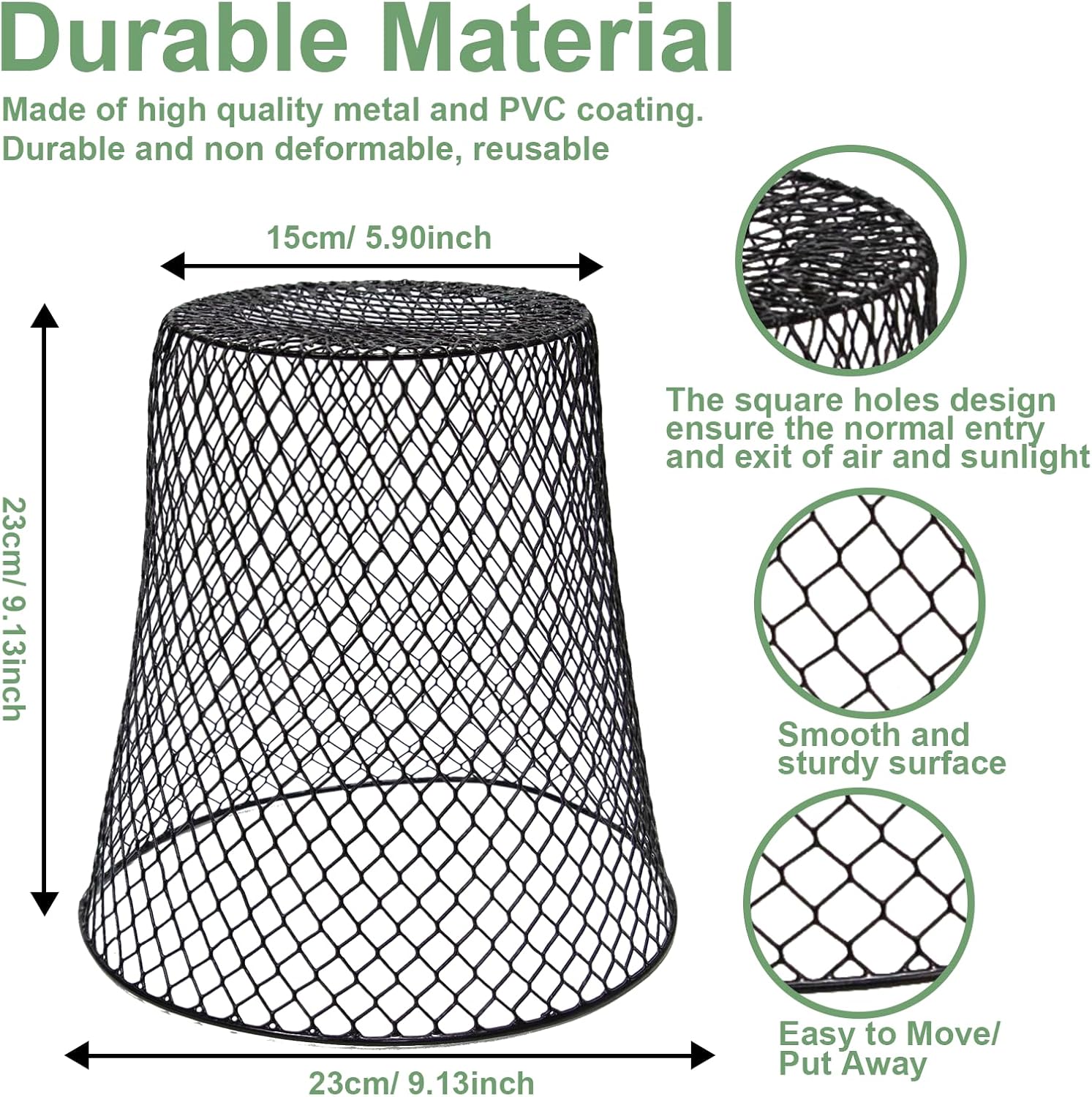 10 Pcs 9.13"×9.13" Chicken Wire Cloche Plant Covers Garden Netting Metal Heavy Duty Plant Protectors from Animals for