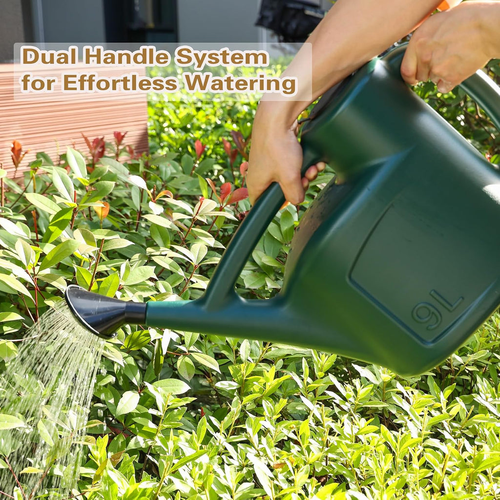 2+ Gallon Watering Can for Outdoor Plants,Large Garden Watering Can with Long Spout, Lid and Detachable Sprinkler Head