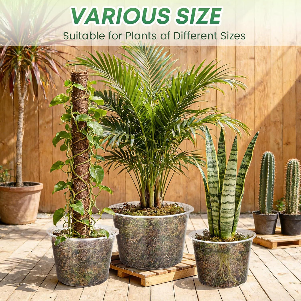 15 Pack 8/10/12 Inch Large Clear Nursery Pots with Drainage Hole, Plastic Plant Pots for Seedling Flower Vegetable