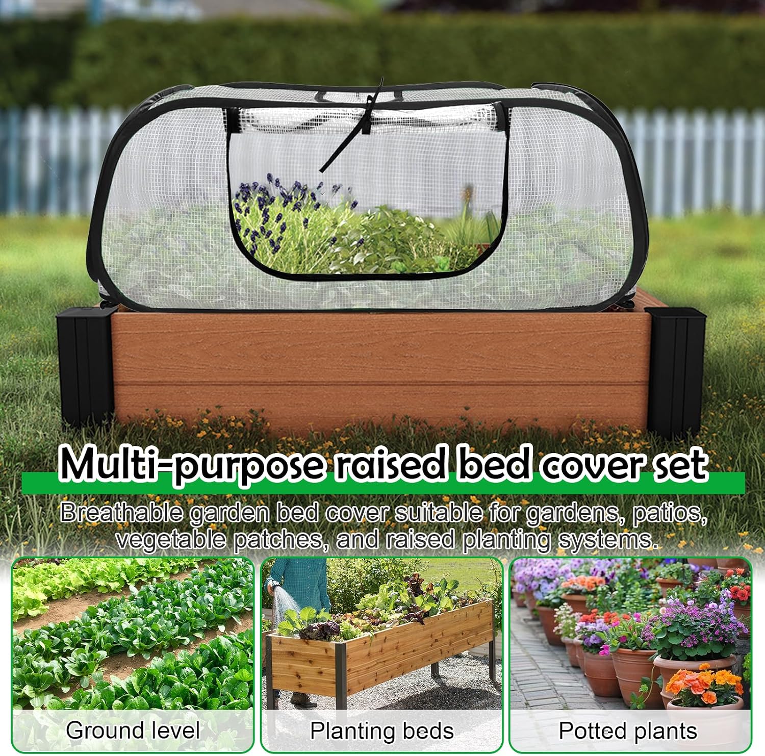 Garden Covers for Raised Beds, Pop up Garden Rows Plants Cover, Vegetable Mesh Plant Protector 45" x 18" x 20" Crop