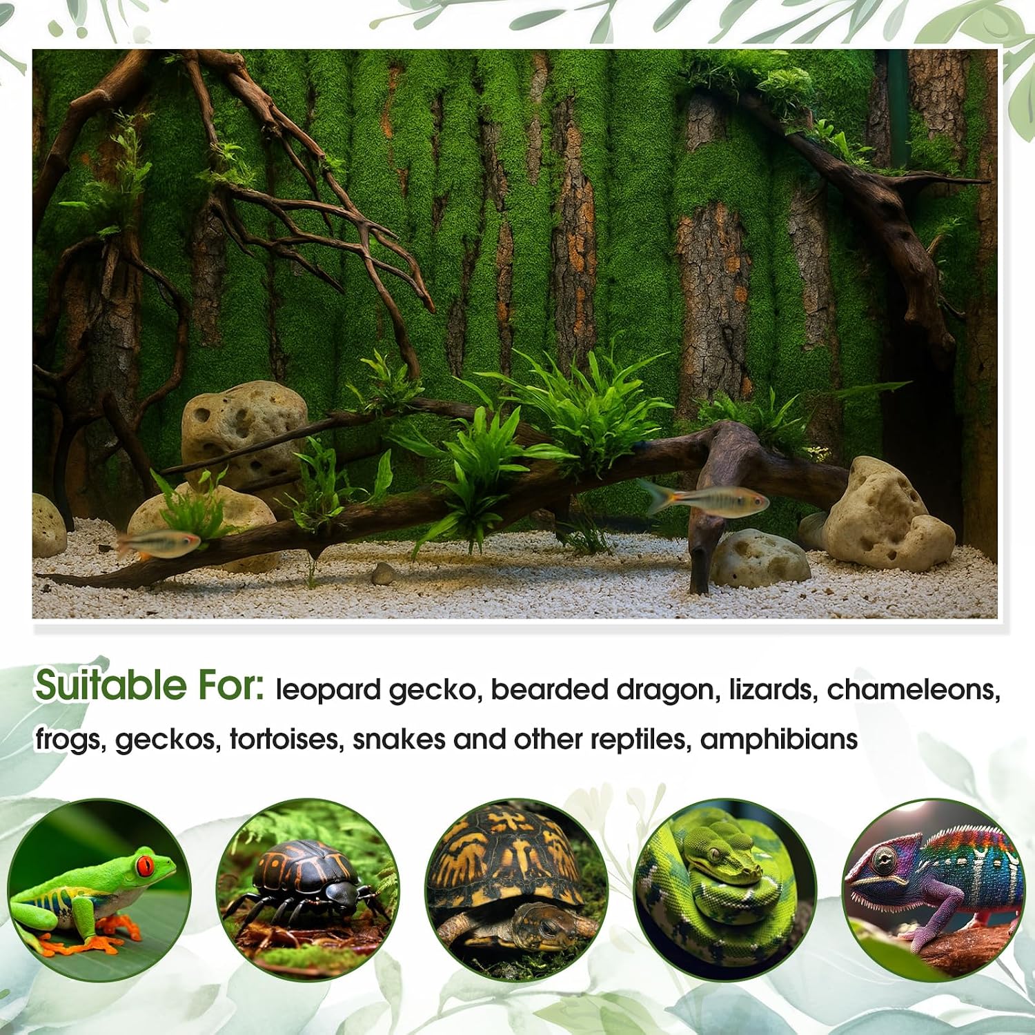 2 Packs Artificial Moss Bark 11.8 x 11.8 inches Tree Plants Bark DIY for Tree Collar Sewer Decoration Water Pipe Pillar
