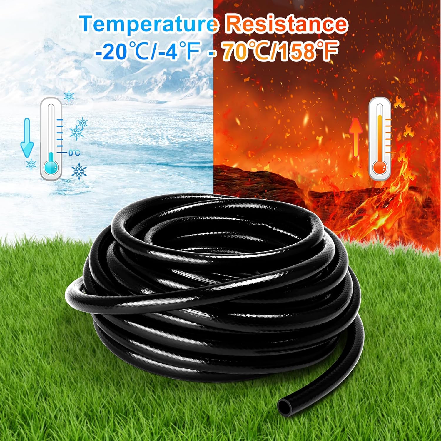 1/2 Inch Irrigation Tubing, 50 ft Polyethylene Irrigation Hose, Thick, Durable, and Flexible Drip Irrigation Tubing