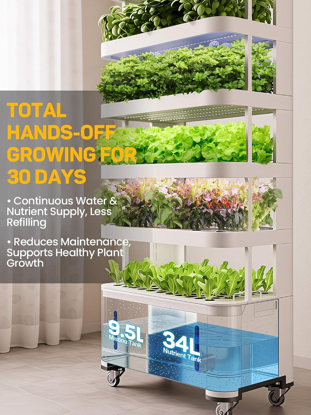 Large Hydroponics Growing System,148 Pod Vertical Indoor Garden Tower | hydroponic tower, Full-Spectrum Grow Lights
