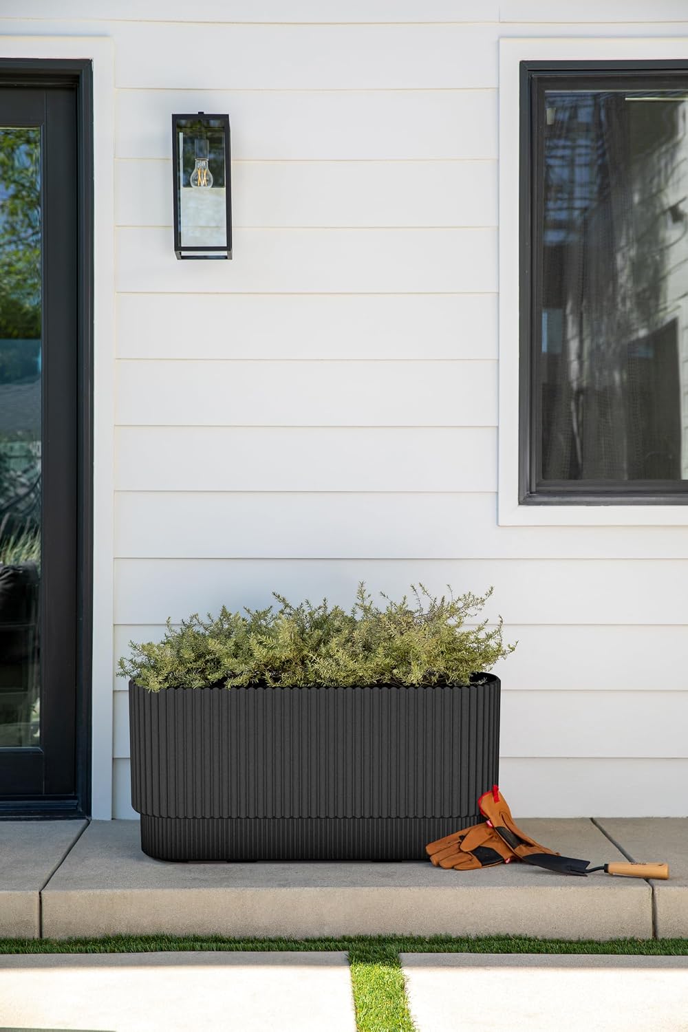 Veradek Demi Series Long Planter - Wide Outdoor Planter | Made From a Durable Plastic-Stone Composite With Pre-Drilled