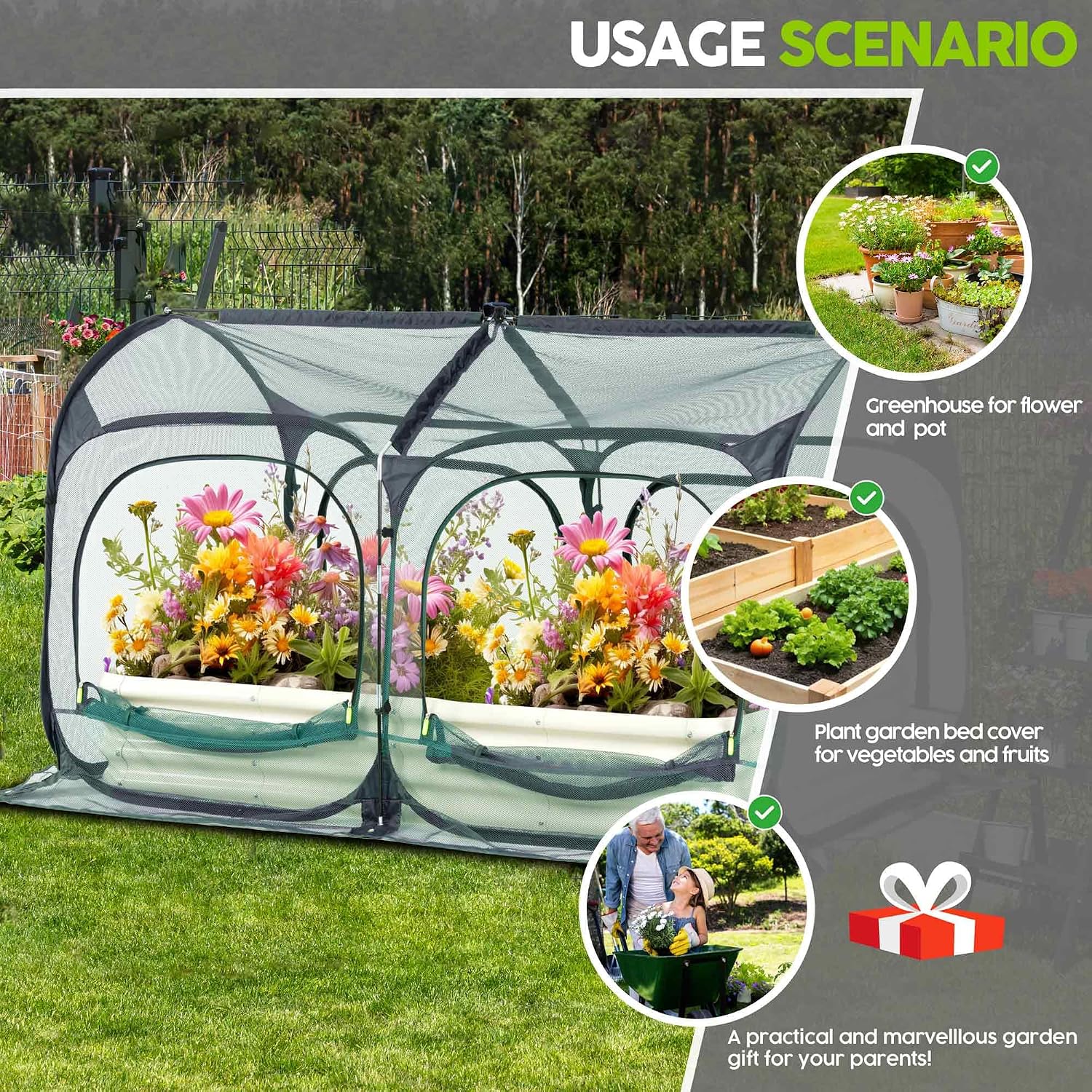 Poray Large 8.2x4FT Plant Netting Cover, Pop up Tunnel Crop Cage Gardening Net,Pest Guard Cover for Vegetables