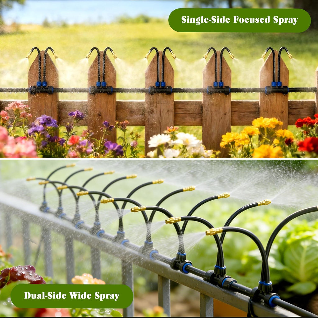 Drip Irrigation System for Garden, Automatic Watering System with Adjustable 360° Copper Spray Nozzles, DIY Drip