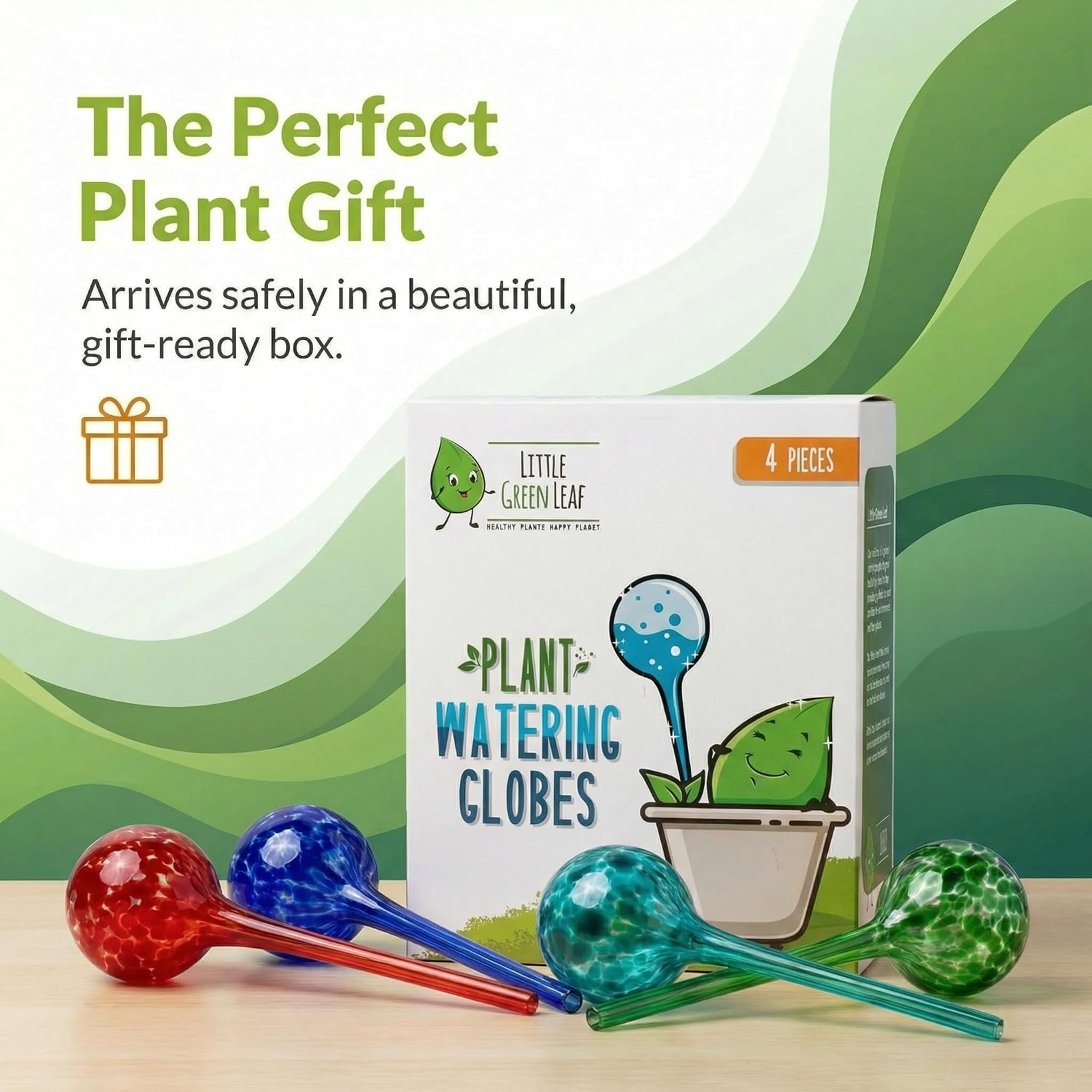 Little Green Leaf Automatic Plant Watering Globes Self Watering Planter Inserts (Set of 4) | Hands Free Multicolor