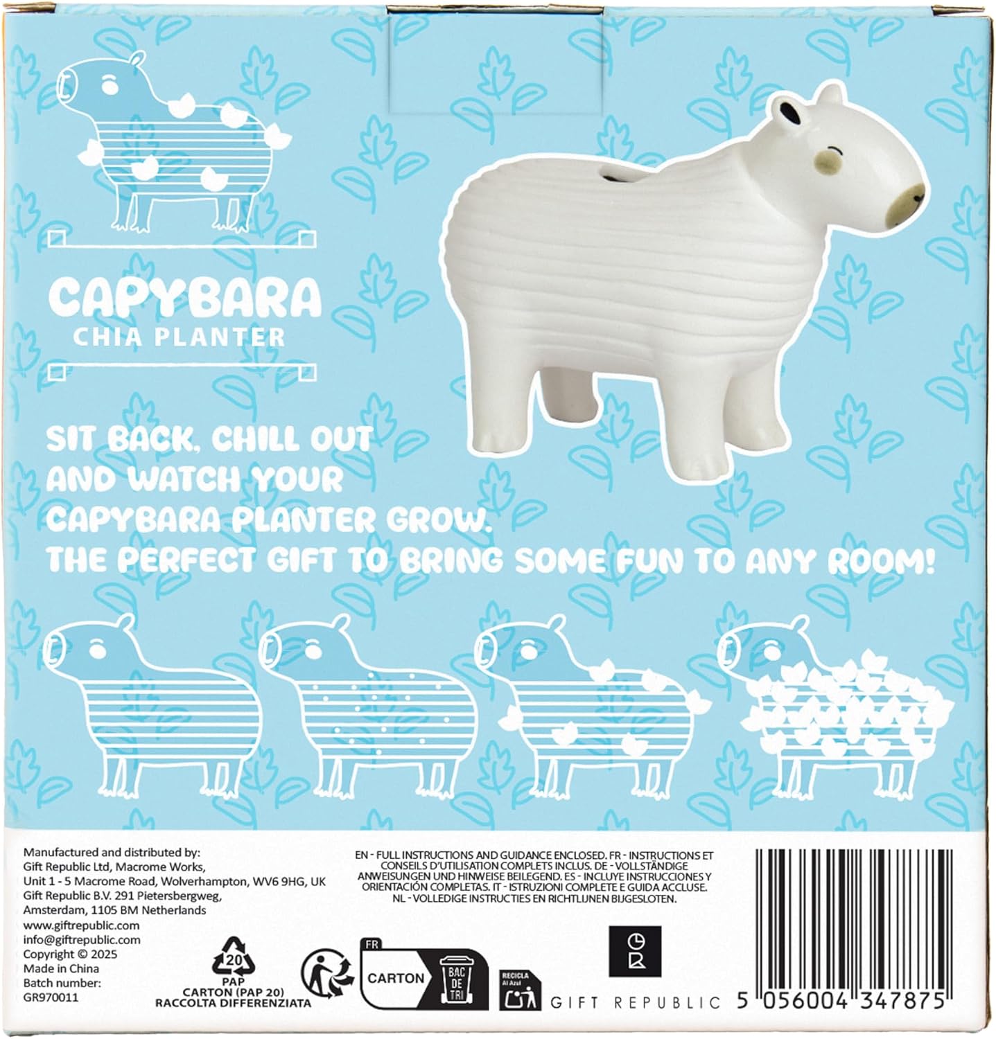 Gift Republic Capybara Chia Planter Desktop Sprouting Chia Animal Fun Grow Kit