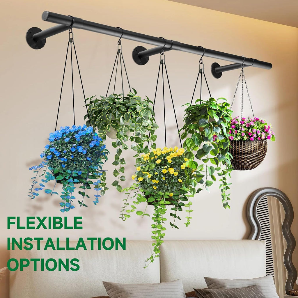Hanging Planters Rod – Plant Hanger Indoor for Window Ceiling, Hanging Plant Shelf for Wall Planter House Plants, Plant