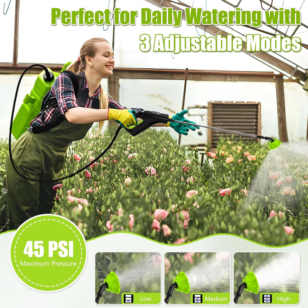 Battery Powered Backpack Sprayer 3 Gallon, Electric Garden Sprayer in Lawn | Digital Display, 3 Adjustable Pressures