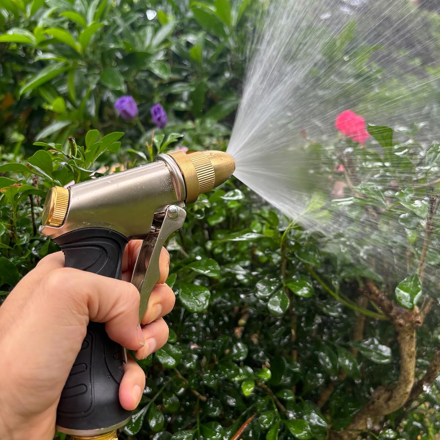 High Pressure Garden Hose Nozzle, Heavy Duty Metal Sprayer | Upgraded Water Hose Nozzle with Non-Slip Grip, Adjustable