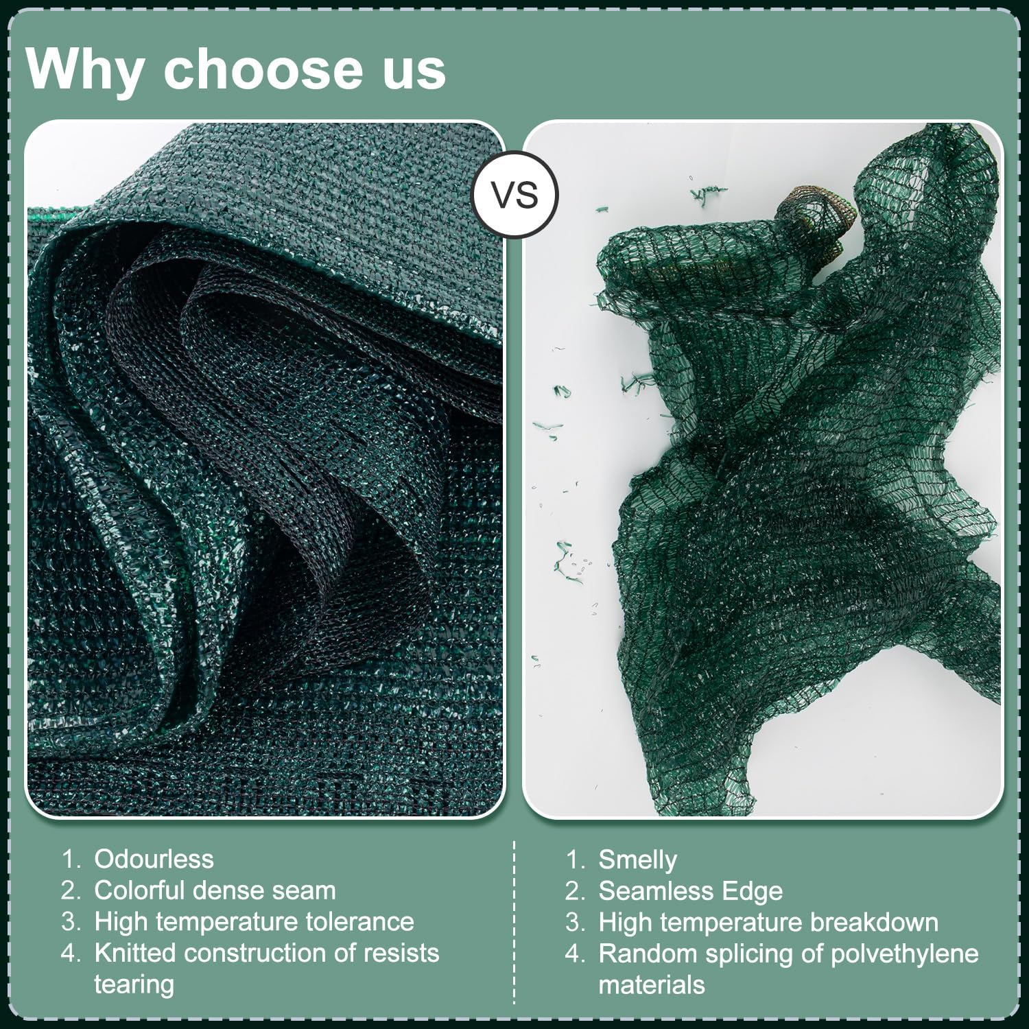 SUNNY GUARD Sun Shade Cloth, 8 x 20 FT Green HDPE Mesh | 65-75% Shade HDPE Mesh Fabric, Breathable Design with Unbound