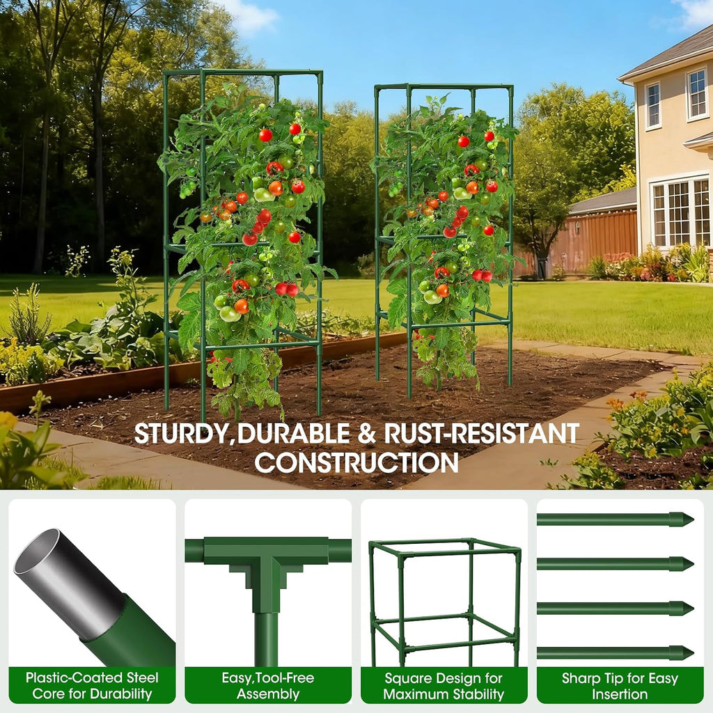 4 Pack Tomato Cage for Garden Support, 43 inch Tall Adjustable Plant Support Stakes, Tomato Trellis Extra Bold for