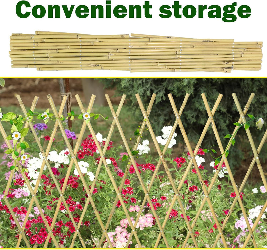 Jollybower 48x72 Inch Expandable Bamboo Trellis, Garden Lattice Fence, Expandable Fence for Climbing Plants, Vines &